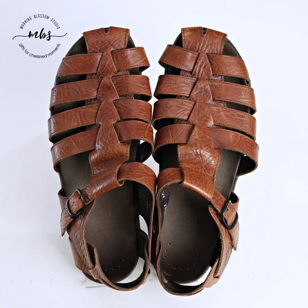 Mephisto Sam Woven Fisherman Soft-Air Travel Comfort Sandals Brown Men EU 47